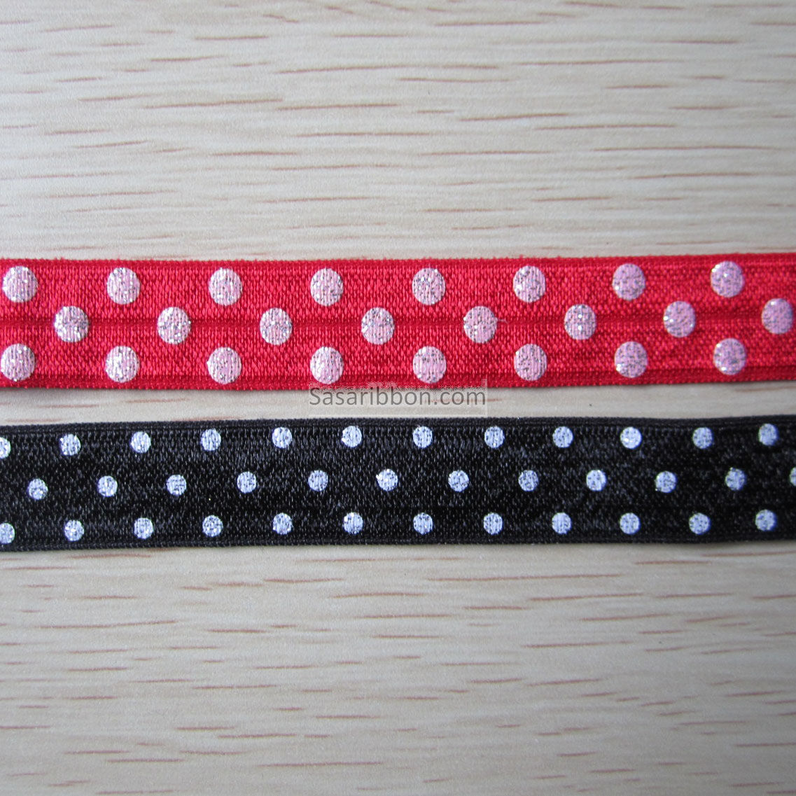 Polka Dot Fold Over Elastic Ribbon